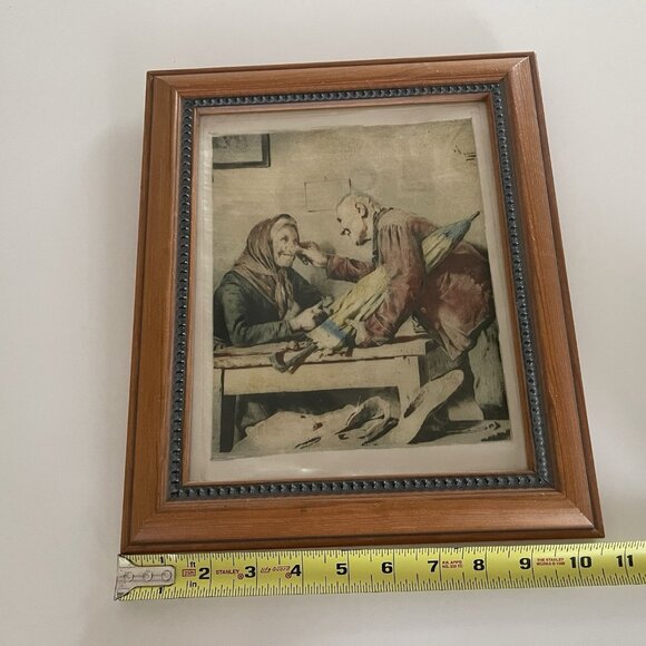Vintage Framed Print On Silk Inspired By Pompeo Massani Good News - Picture 6 of 12